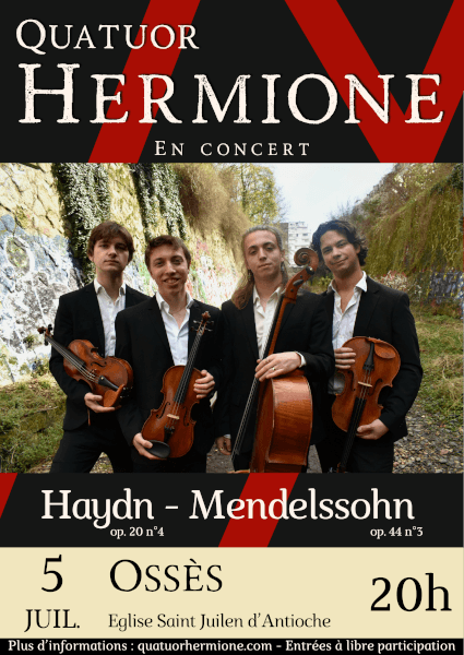 5 juillet, Ossès : Concert du quatuor Hermione