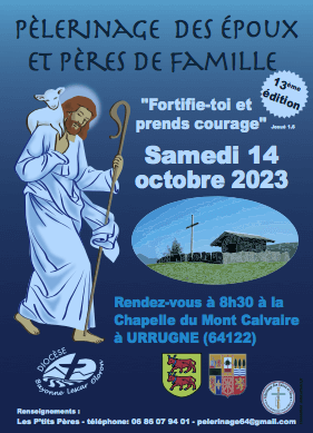 Samedi 14 octobre : Pèlerinage des pères de famille