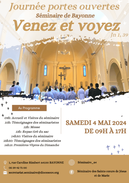 Samedi 4 mai : portes ouvertes du séminaire de Bayonne